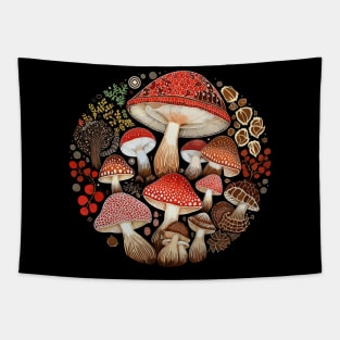 Mosaic Mushroom Pattern Tapestry