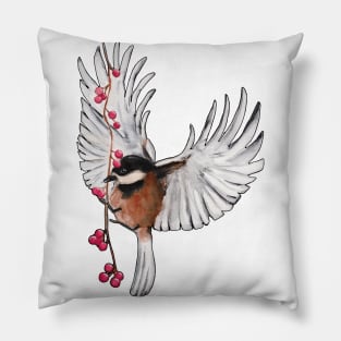 Watercolor - Winter bird Pillow