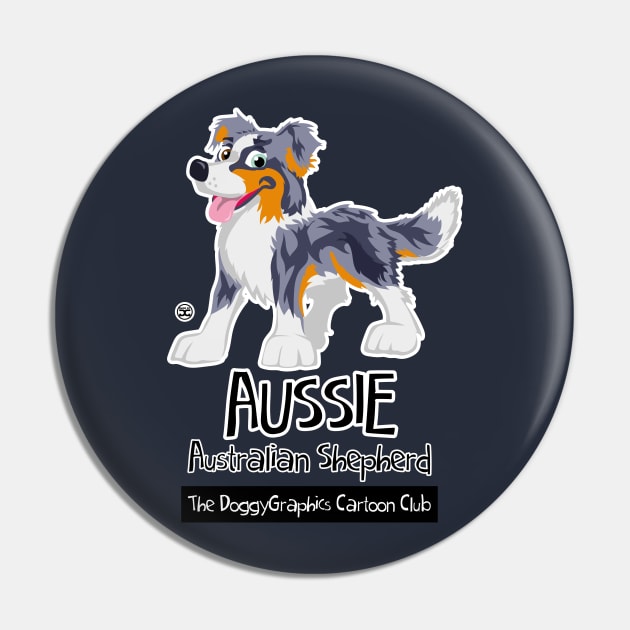 Aussie CartoonClub - Merle Trico Pin by DoggyGraphics