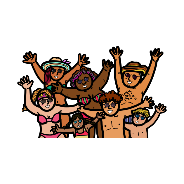 Group of diversity multi-ethnic people on beach summer vacation by Nalidsa