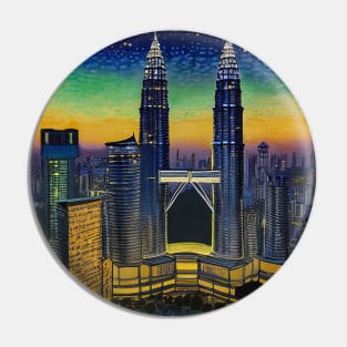 Malaysia, Petronas Twin Towers, impressionism Pin