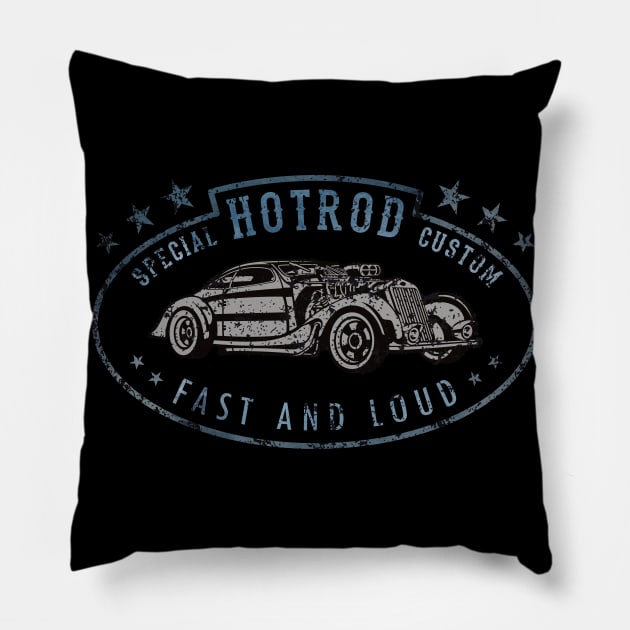 Hotrod Custom Fast And Loud Scene Retro Pillow by Hariolf´s Mega Store