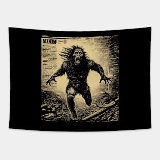 Bigfoot News Headline | Funny Retro Bigfoot Tapestry