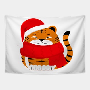 Cute winter tiger cub Tapestry