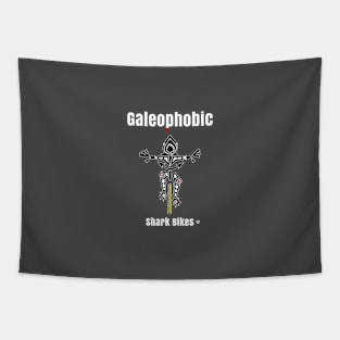 Galeophobia or Shark Fearing Phobic Bike Rider Funny Tapestry