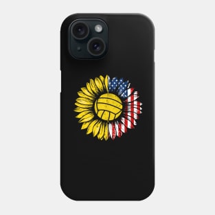 Sunflower American Flag Volleyball Lover Gifts 4th Of July Phone Case