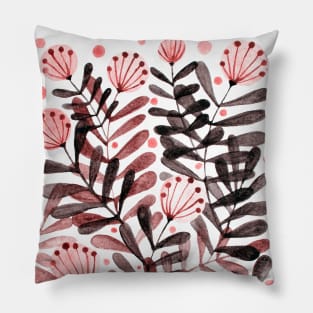 Flowers and foliage - living coral and brown Pillow