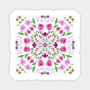 Delicate floral mandala on clear background Magnet