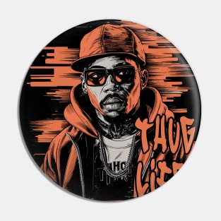 Vibrant Thug Life Design with Black Men Pin