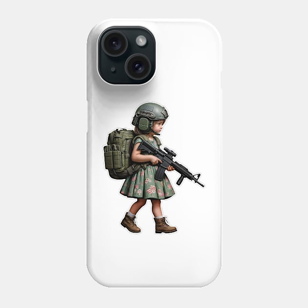 The Little Girl and a Toy Gun Phone Case by Rawlifegraphic