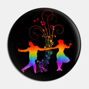 1940s Rainbow Swing Dancers Silhouettes Pin