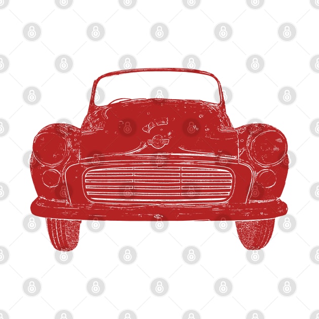 Red Morris Minor classic car by soitwouldseem