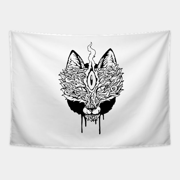 Ornate Third-eye Fox Tapestry by bangart