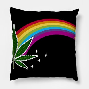 Marijuana Leaf Pot End Of The Rainbow Pillow