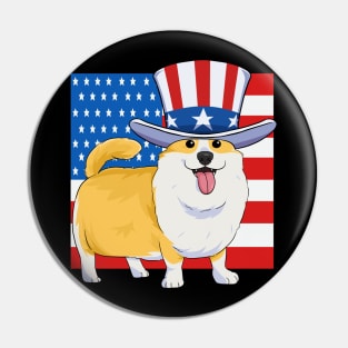 Pembroke Welsh Corgi 4th Of July Pin