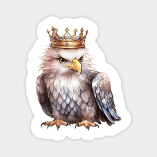 Watercolor Bald Eagle Wearing a Crown Magnet