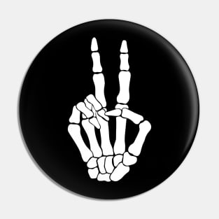 Skeleton Peace Sign Hand Hippie Halloween Pin