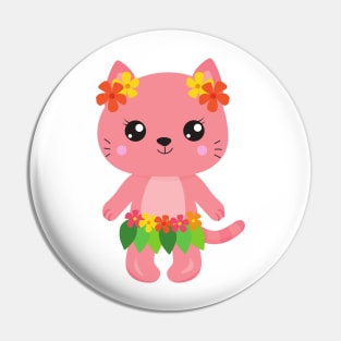 Hawaii Cat, Cute Cat, Pink Cat, Flowers, Luau Pin