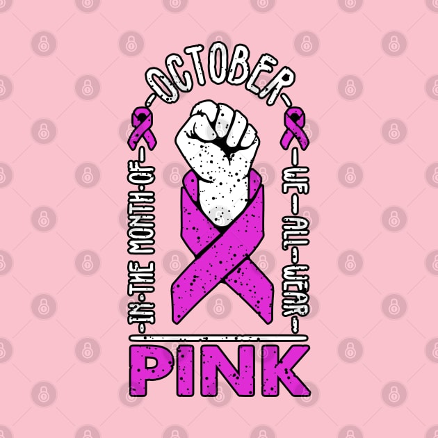 in october we wear pink breast cancer awareness month for women with breast cancer and breast cancer survivors who wear the pink ribbon by A Comic Wizard