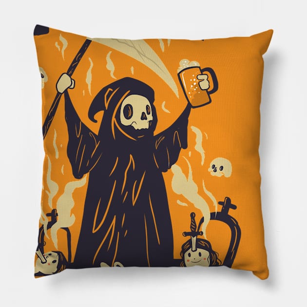 Grim reaper party Pillow by Naksatra