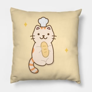 Baker Cat holding bread Pillow