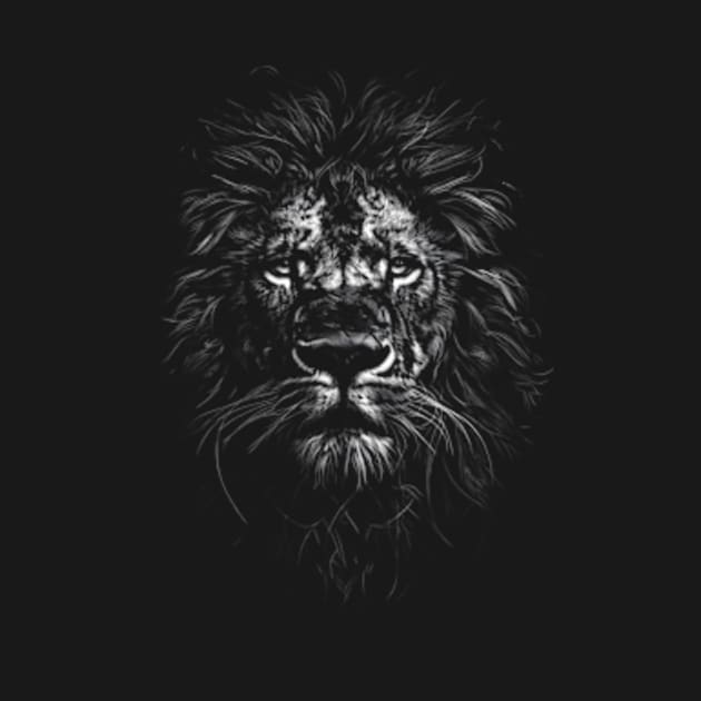 Lion Face Black And White ny s by Ro Go Dan