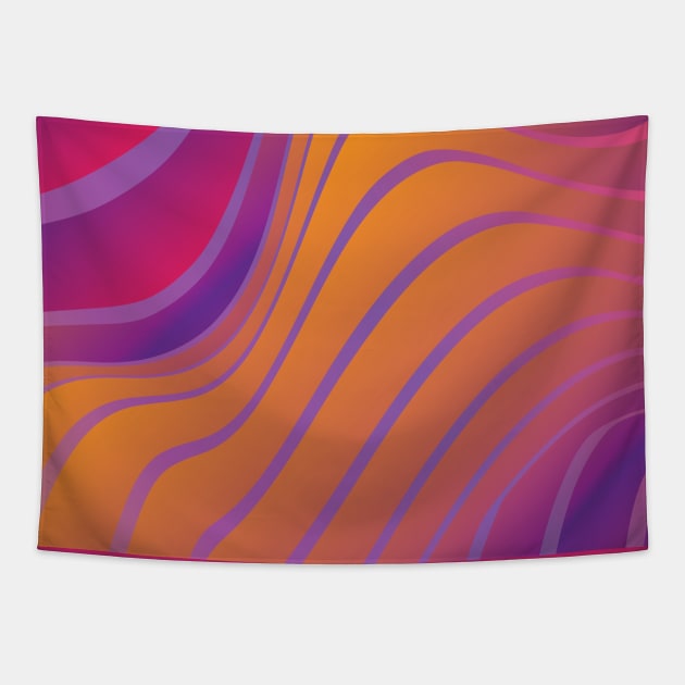 Wavy Purple And Orange Stripes Tapestry by KeeganCreations