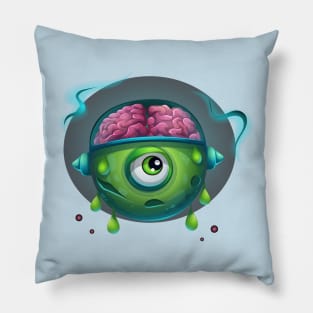 alien eye green brain Pillow