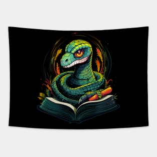 Snake Reads Book Tapestry