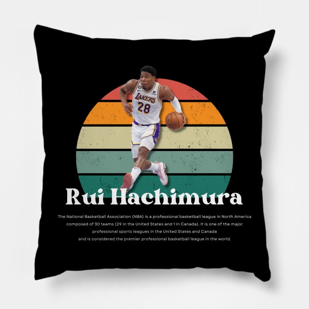 Rui Hachimura Vintage V1 Pillow by Gojes Art