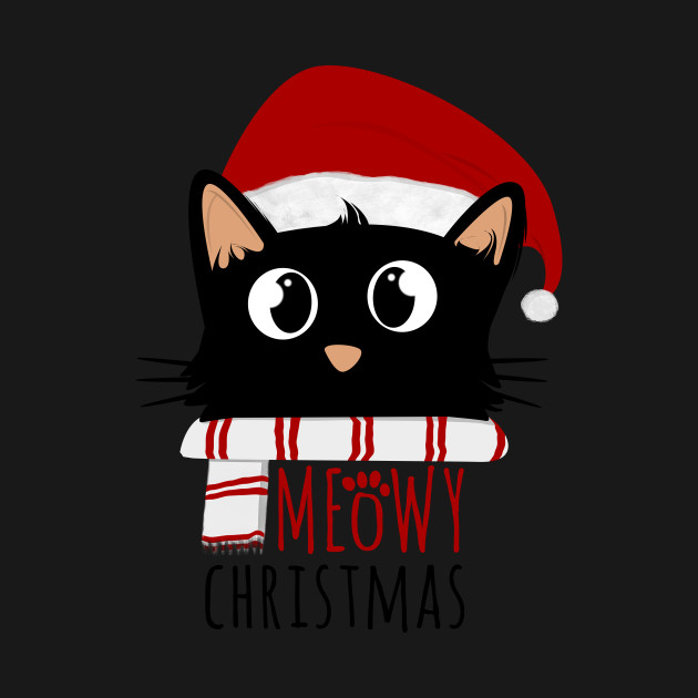 Disover Meowy Christmas Cute Black Cat - Meowy Christmas - T-Shirt