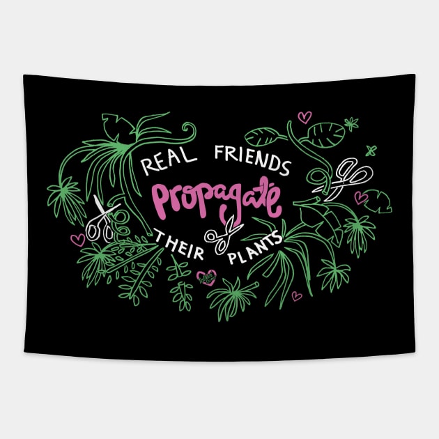 'Real Friends Propagate' Illustrated Tee Tapestry by Talkin' Sweet