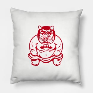 Traditional Japanese demon, Oni. Stylized minimalist design Pillow