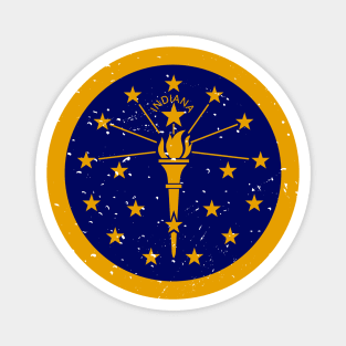 Retro Indiana State Flag // Vintage Indiana Flag Grunge Emblem Magnet