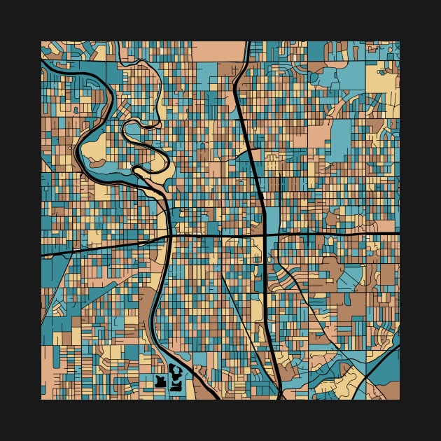Wichita Map Pattern in Mid Century Pastel by PatternMaps