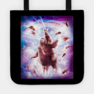 Laser Eyes Space Cat Riding Sloth, Llama - Rainbow Tote