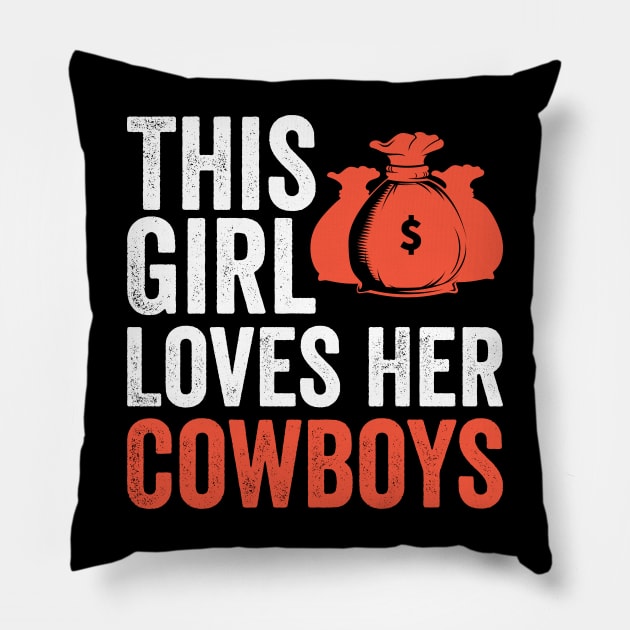 This Girl Loves Her Cowboys Pillow by Hiyokay