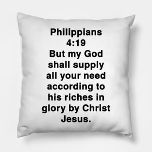 Philippians 4:19 King James Version Bible Verse Typography Pillow