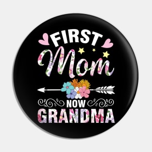 Hears Flowers Happy To Me Mother First Mom Now Grandma Nana Pin
