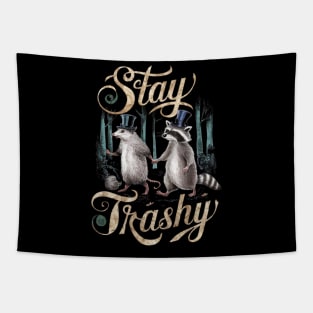 Vintage Stay Trashy Funny Possum And Raccoon Lovers Tapestry