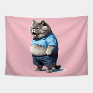 Funny Chubby Cat, Fat Angry cat Tapestry