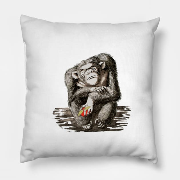 Angry Chimp Pillow by WTW