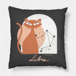 Libra Zodiac Cat Modern Astrology Horoscope Kitty Pillow