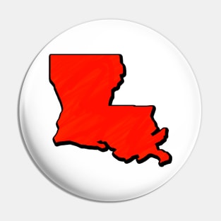 Bright Red Louisiana Outline Pin