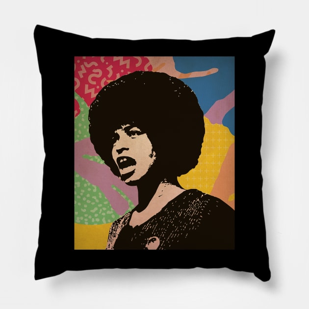 Vintage Poster - Angela Davis Style Pillow by Pickle Pickle