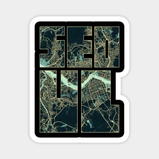 Seoul, South Korea City Map Typography - Summer Magnet