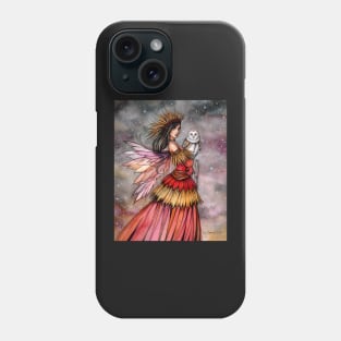 Quiet Ember Fairy and Owl Fantasy Art Phone Case