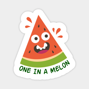 one in a melon funny hand drawn sticker Magnet