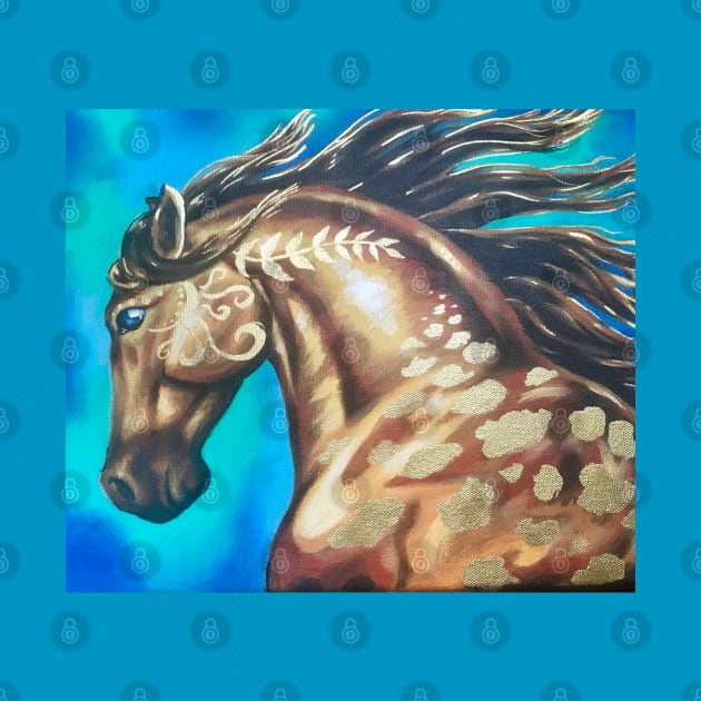 Gilded Buckskin Horse Painting by Lady Lilac