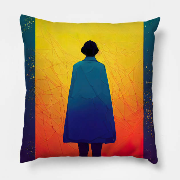 Lone woman hero Pillow by DyeruArt